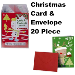 Christmas Card & Envelope - 20 Piece, Assorted   
